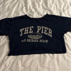 Navy blue cropped pier shirt. Size medium